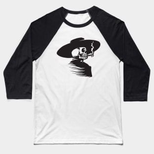 Skull Head Smoking Cigar Baseball T-Shirt